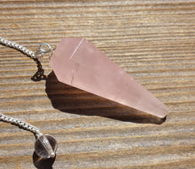 Load image into Gallery viewer, ROSE QUARTZ Natural Stone Gemstone Faceted Pendulum