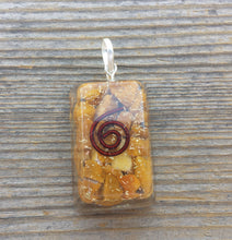 Load image into Gallery viewer, ORGONE YELLOW JASPER Gemstone Rectangle Pendant Orgone (One)