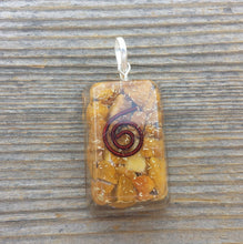 Load image into Gallery viewer, ORGONE YELLOW JASPER Gemstone Rectangle Pendant Orgone (One)