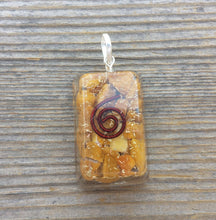 Load image into Gallery viewer, ORGONE YELLOW JASPER Gemstone Rectangle Pendant Orgone (One)