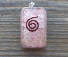 Load image into Gallery viewer, ORGONE ROSE QUARTZ Gemstone Rectangle Pendant Orgone (One)
