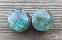 Load image into Gallery viewer, RARE! Pair of Real LABRADORITE Plugs Gauges Body Jewelry Double Flared - Pick Size