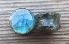Load image into Gallery viewer, RARE! Pair of Real LABRADORITE Plugs Gauges Body Jewelry Double Flared - Pick Size
