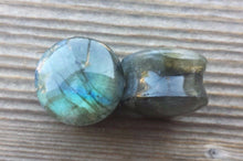 Load image into Gallery viewer, RARE! Pair of Real LABRADORITE Plugs Gauges Body Jewelry Double Flared - Pick Size